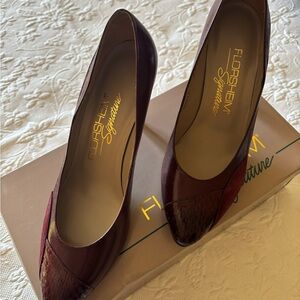 Florsheim Brown High Heeled Pumps with Textured Finish